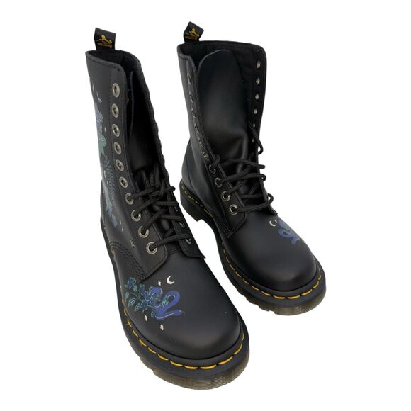 Martens Sinclair Floral Mystic Garden Black Leather Boots